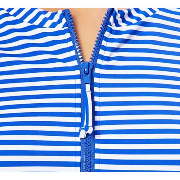 Kim Gravel x Swimsuits For All Zip Front Swim Cardigan Stripe 10 Rashguard QVC - Picture 4 of 9